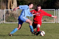 Action from the drawn match between Convoy Arsenal and Dunlewey Celtic at Orchard Park.