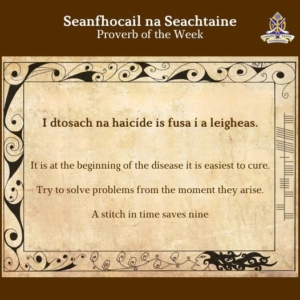 Seanfhocal na Seachtaine: “A Stitch in Time Saves Nine”