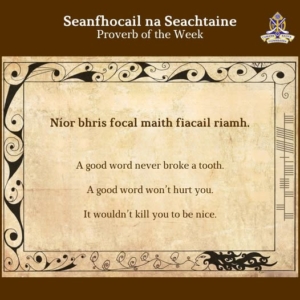 This Week’s Irish Proverb: A Good Word Never Broke a Tooth