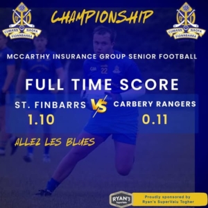 Full-Time: St. Finbarr’s 1-10 Carbery Rangers 0-11